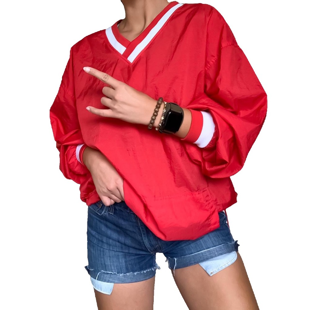 Vintage 90’s Champion Red V-Neck Pullover with White Trim